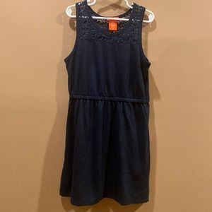 Joe Fresh navy dress with lace top.  Elastic waist. Girls size M 7-8